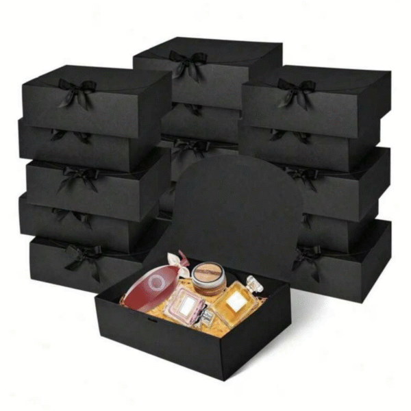 Minimalism Ribbon Flap Hamper Gift Box (Black)