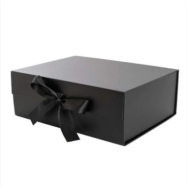 Premium Ribbon Flap Signature Hamper Gift Box (Black)