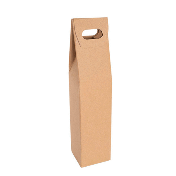 Single Bottle Carrier Kraft Box Brown